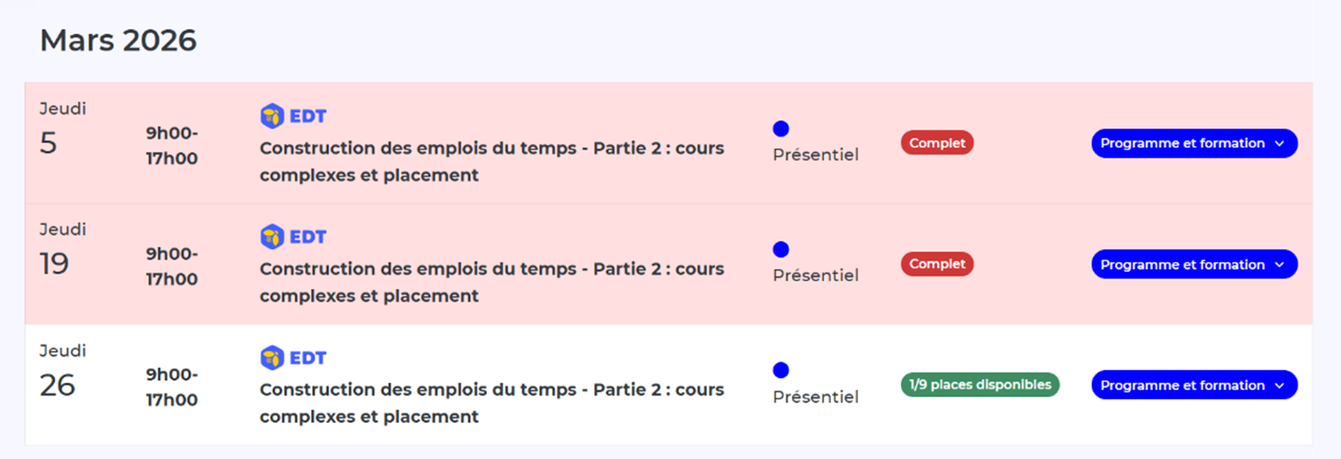 affichage avant